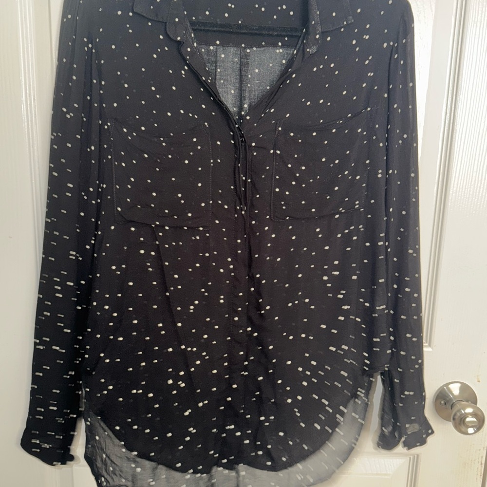 Bella Dahl black polka dot sheer button-up 🌟 - Picture 2 of 6